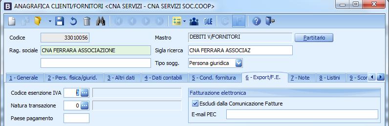 Nel caso di cliente persona fisica e privato, devono essere indicati