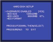 HDD size: mostra la grandezza dellhd contenuto HDD used: indica lo spazio su disco utilizzato HDD format: formatta l HD cancellando tutto il contenuto del disco.