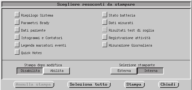 ELETTROGRAMMI (EGM) / MARKER DI EVENTI / RAPPORTI COME OTTENERE UN RESOCONTO STAMPATO 8-9 Stampa su un registratore esterno Per visualizzare gli EGM intracardiaci e l ECG di superficie su un