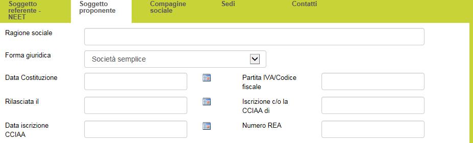 relative alla società che presenta la domanda di ammissione alle agevolazioni.