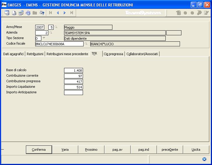 Gestione EMENS Il programma di gestione dichiarazioni è stato implementato per consentire la compilazione del nuovo elemento <GestioneTfr>.