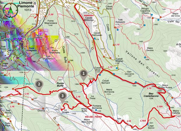 PERCORSO 7 LAGO TERRASOLE Vi sono vari percorsi proposti: 1) Limone Maire Valletta Sentiero Lago Secco (6.4 km a piedi 2 h in Mtb 1,30 h).