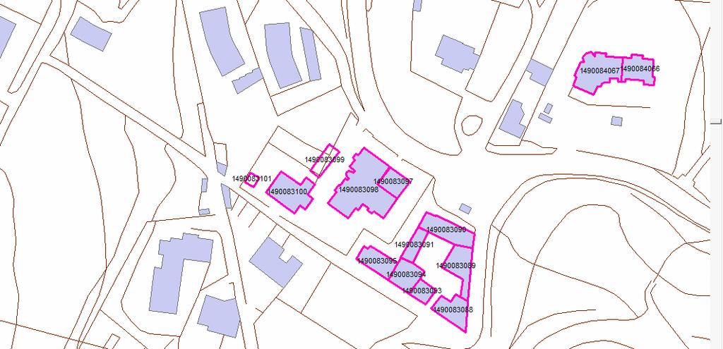 Fig. 5 Esempio dei risultati dell attività di suddivisione degli aggregati in edifici ed integrazione degli edifici precedentemente non rappresentati su sistema GIS.