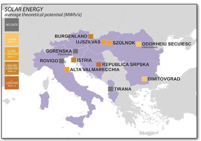 Per visualizzare i potenziali teorici delle fonti rinnovabili nei settori dominanti, il progetto TERRE ha sviluppato alcune mappe. Fig.