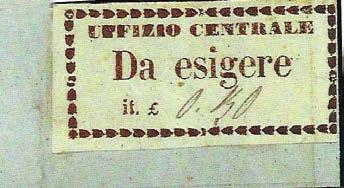 1 con valore manoscritto 0,42 a Pozzolini SI.11) Da Siena etichetta tipo B.2 con valore manoscritto 0,30 (?) N.B. le etichette n.