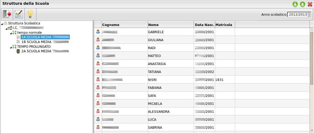 Registro dell Insegnante (conoscenze e abilità) Il docente seleziona la classe tra quelle in cui insegna, in modo da visualizzare l'elenco degli alunni appartenenti alla classe.