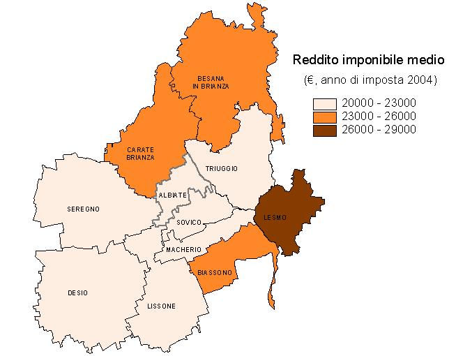 Figura 63 Reddito imponibile medio ai fini delle addizionali all Irpef.