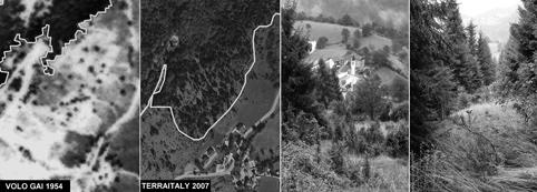 Italian Journal of Remote Sensing - 2011, 43 (2): 161-176 Figura 1 - Espansione del bosco sopra l abitato di Gavelle (frazione di Foza, Vicenza).