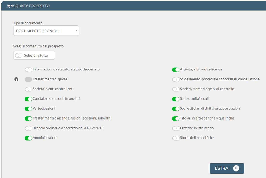 Visure e Blocchi Dal menu a tendina Tipo di documento, selezionare un documento tra