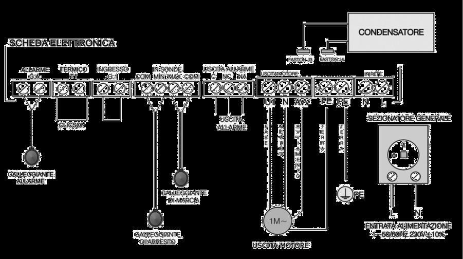 level Connection for one single phase pump with capacitor inside