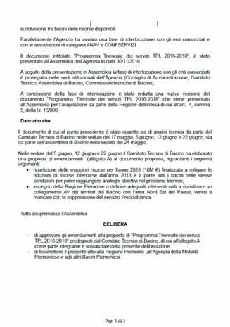 L Assemblea delibera alcune proposte di emendamento al Programma Triennale dei Servizi TPL 06 08.