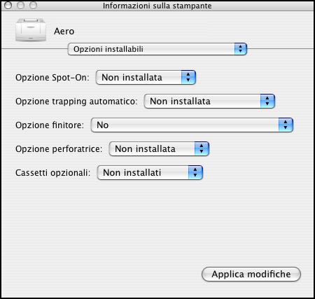 2 Selezionare la stampante in Elenco stampanti. 3 Selezionare Informazioni dal menu delle stampanti.