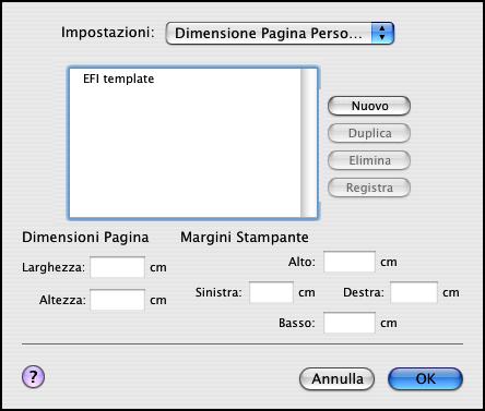 STAMPA DA MAC OS X 24 Definizione dei formati pagina personalizzati da Mac OS X Impostando i formati pagina personalizzati, è possibile definire le dimensioni e i margini della pagina.