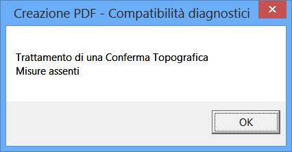 In questo caso è la finestra Creazione PDF Casi particolari perché la tipologia MC PER CONFORMITA DI MAPPA è caratterizzata dal fatto che non ci sono misure e non c è una proposta di