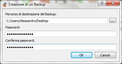 Pulsante crea backup del disco cifrato, utile per creare una cartella di backup dell intero FileSystem Cifrato.