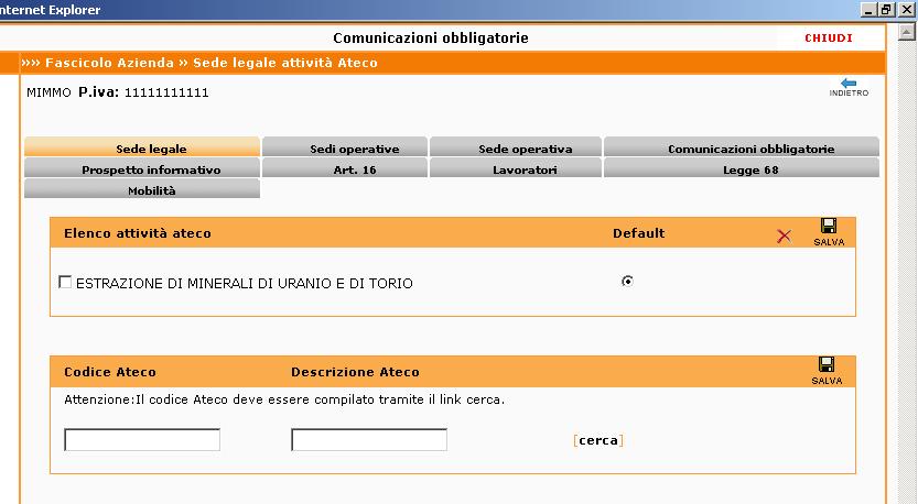 Dallo step sedi operative (intese nell accezione di sedi di lavoro) è