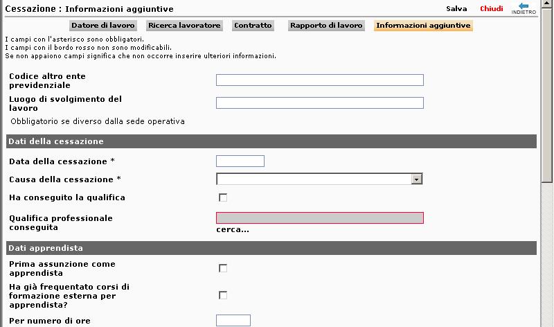 Lo step successivo riguarda l inserimento delle Informazioni aggiuntive alla comunicazione. Questa maschera (fig.