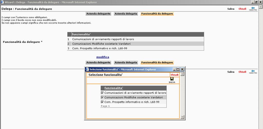 Compilazione dello step funzionalità da delegare (fig.51). Lo step funzionalità da delegare (fig.