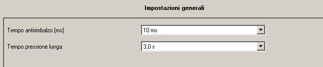 Definisce il tempo di attivazione dell ingresso che può abilitare funzioni avanzate (ad esempio [3] memorizzazione scenari) Impostazioni generali Configurazione dei canali Configurazione