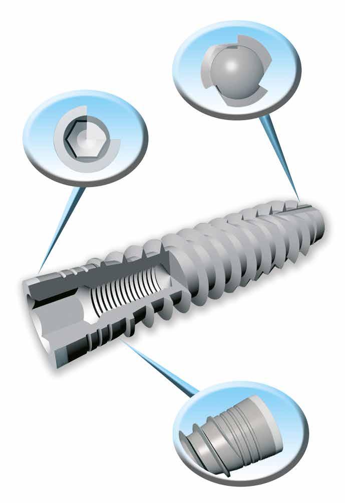 Caratteristiche Impianti bifasici Multysystem con connessione classica 3 Conicità apicale con sistema automaschiante e antirotazione Connessione