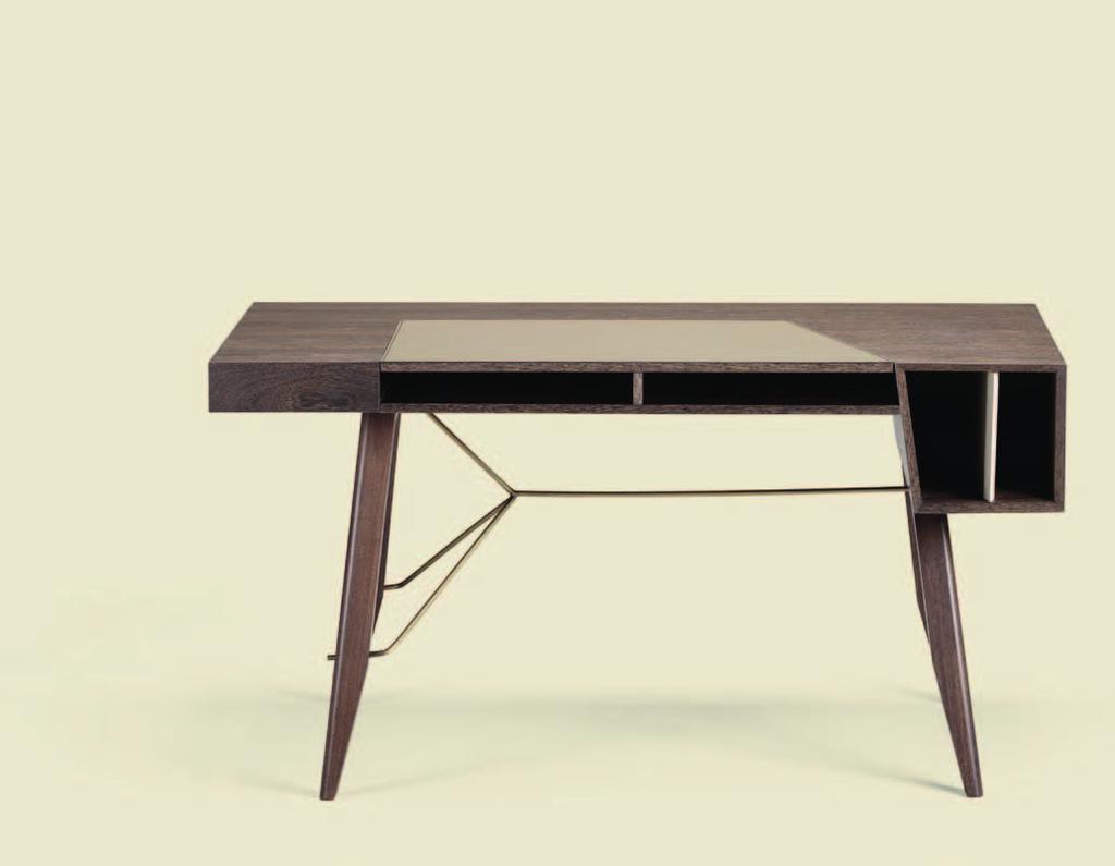 INKIOSTRO Design Manzoni - Tapinassi 2013 Writing desk, structure and feet in moka oak, pad in Pelle B+ Leonardo 7 Montecristo and titanium drawn metal.
