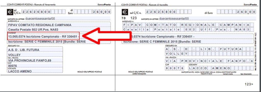 Qualora venisse utilizzato il bonifico bancario o pagamento bollettino on line è indispensabile che nella causale venga riportato il CODICE SOCIETARIO ed il RIFERIMENTO OPERAZIONE.