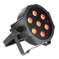 A-16 FLAT PAR CAN TRI 3W IR SET Tipo di prodotto: LED PAR Can Tipo: PAR APPARTAMENTO Spettro Colore: RGB Numero di LED: 7 Tipo del LED: 3 W TRI Colore Dispersione: 30 Ingresso DMX: XLR a 3 pin