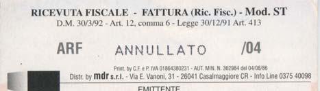 STAMPA ORA Se attivato, stampa l ora sui documenti. STAMPA N.RICEVUTA FISCALE Se attivato, stampa il numero della ricevuta fiscale.