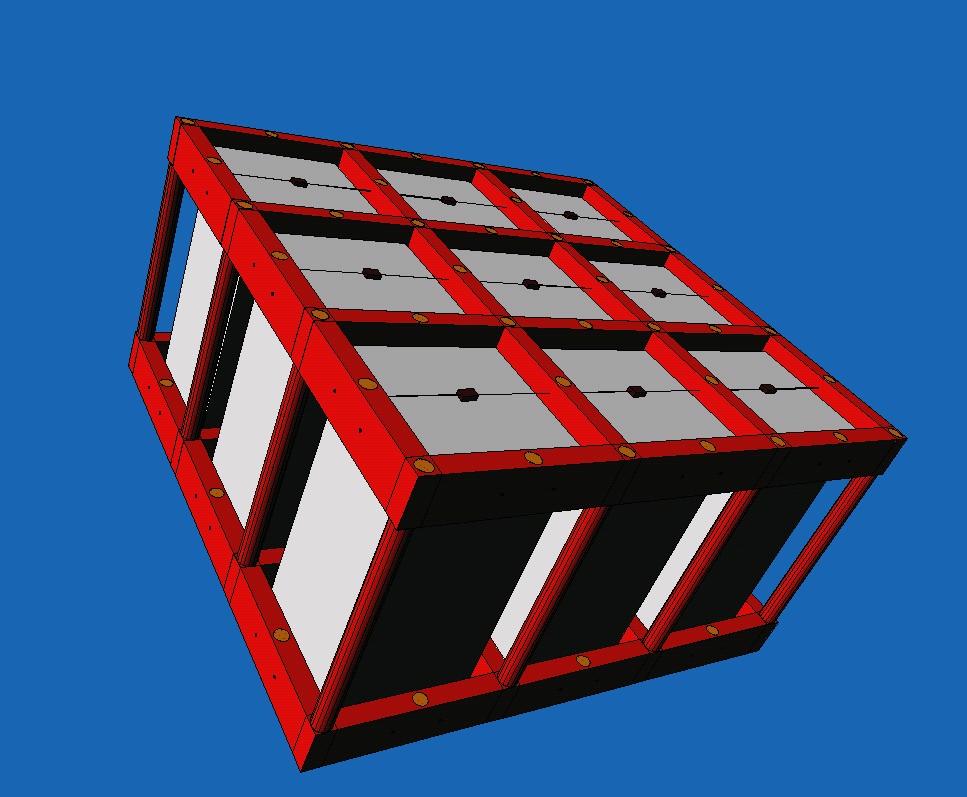 MonteCarlo per la struttura di Cuoricino Piano da 9 cristalli: Boxes virtuali e volumi logici: -cristallo singolo (1) -filo (2) -NTD (3) -pin (4)