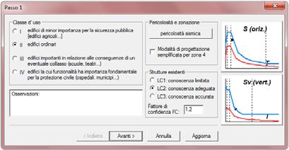 Definizione dell azione sismica L input dei casi di carico sismici avviene attraverso le consuete finestre Al passo 1 è attiva la casella che