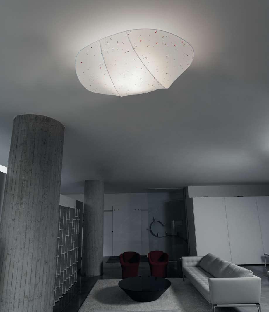 84 petra Lampada da parete e da soffitto Ceiling and wall lamp AP-PL P: L/W 67,5 H 49,5 P/D 10 cm E27 2 x 100 W o/or 25 W risparmio energetico energy saving 057.315.01.