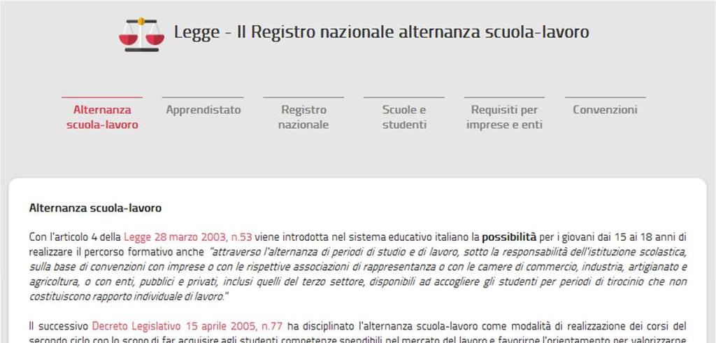 La legge All interno del sito del Registro vengono descritte