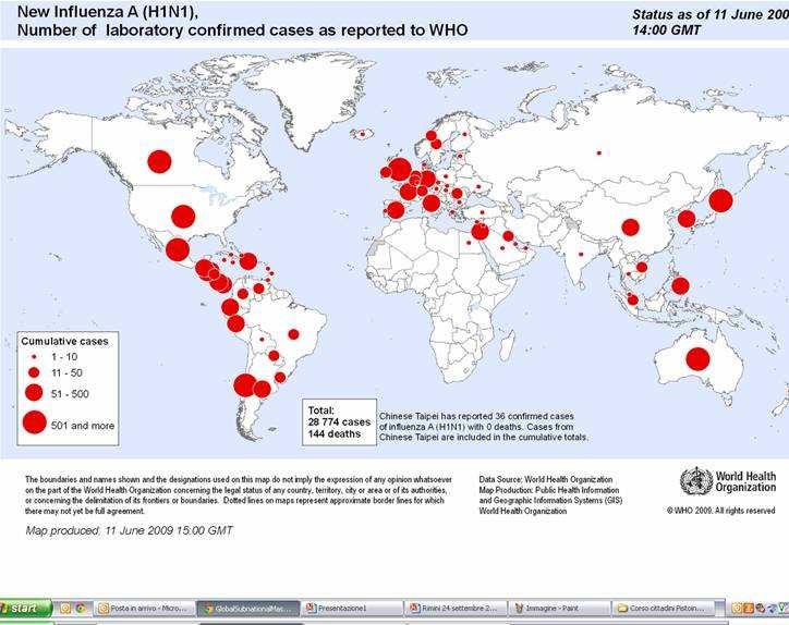 PANDEMIA (OMS) Quando la diffusione epidemica va oltre i confini di un paese e