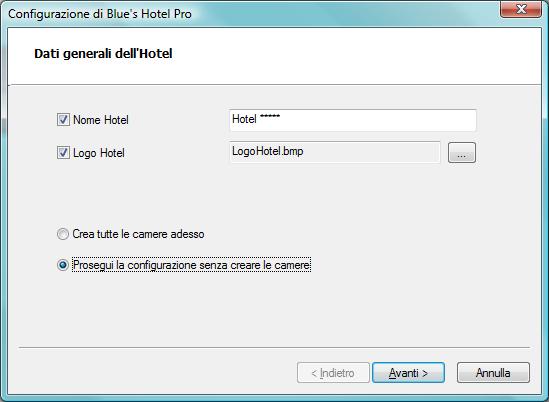 4 Configurare Blue s Hotel Pro 1) Lanciare Blue s Hotel Pro 2) Se la configurazione non si avvia in automatico, dal menu File selezionare la voce Configurazione 3) Come mostrato nell immagine