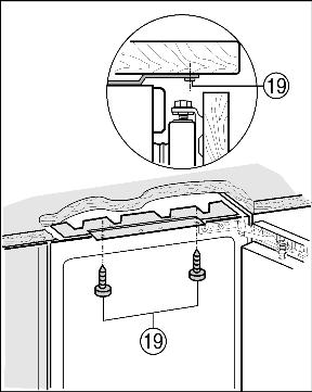 u Estrarre gli attrezzi di montaggio Fig. 15 (12) verso l'alto e inserirli capovolti nelle aperture adiacenti. Fig. 13 u Avvitare con viti lunghe per truciolare Fig. 13 (19) in alto. 2.3.2 Montaggio della porta del mobile Fig.