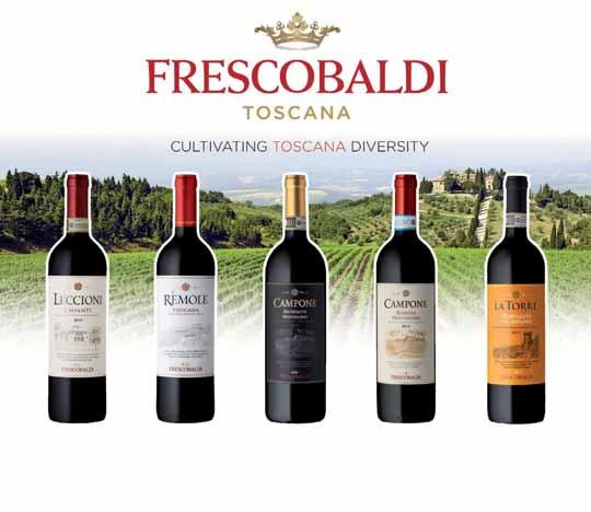 Chianti DOCG Leccioni Frescobaldi Remole rosso Toscana IGT Frescobaldi 15,90 Brunello di Montalcino DOCG Frescobaldi 75 cl - al lt 21,20 www.frescobaldi.