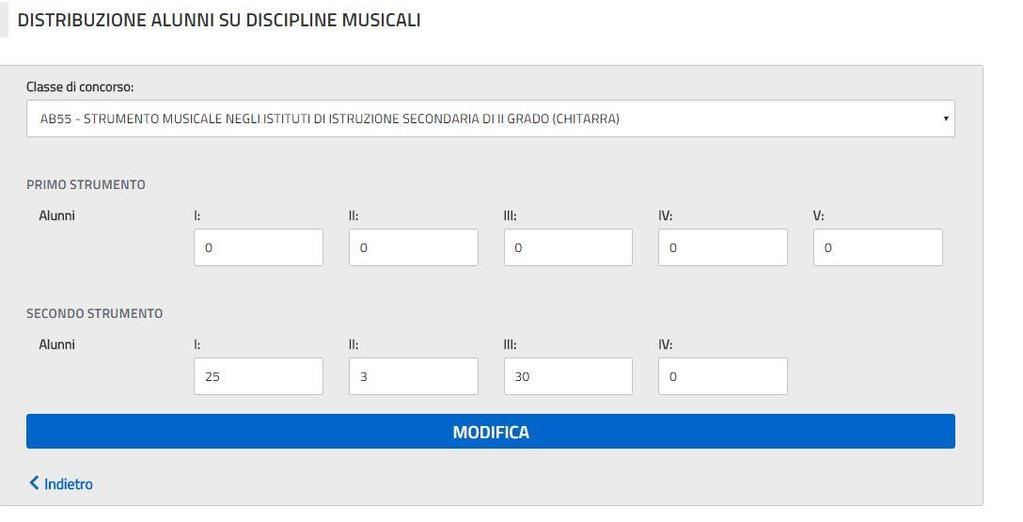 e il corrispondente calcolo del monte ore è: Anno di corso N alunni I strumento Ore settimanali AB55 Totale ore AB55 N alunni II strumento Ore settimanali AB55 Totale ore AB55 I 0 1 0 25 1 25 II 0 1