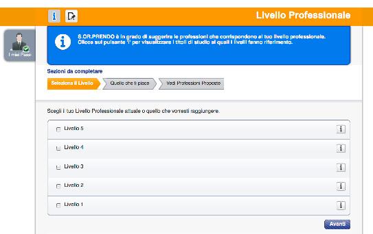 Rispondi alle domande sulle professioni Livello Professionale 1.