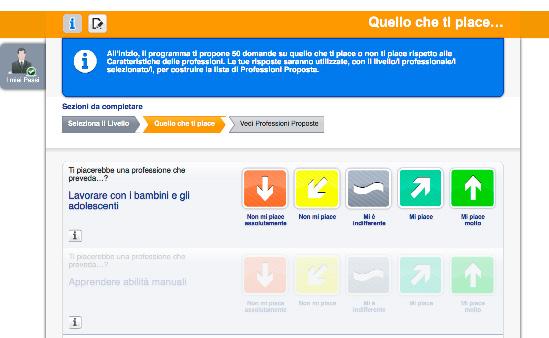 Sorprendo ti proporrà le professioni che corrispondono al/i livello/i selezionati.