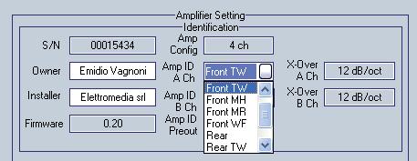 il nome dell installatore (editabile) e la versione del Firmware presente nel microprocessore a bordo dell amplificatore TH.