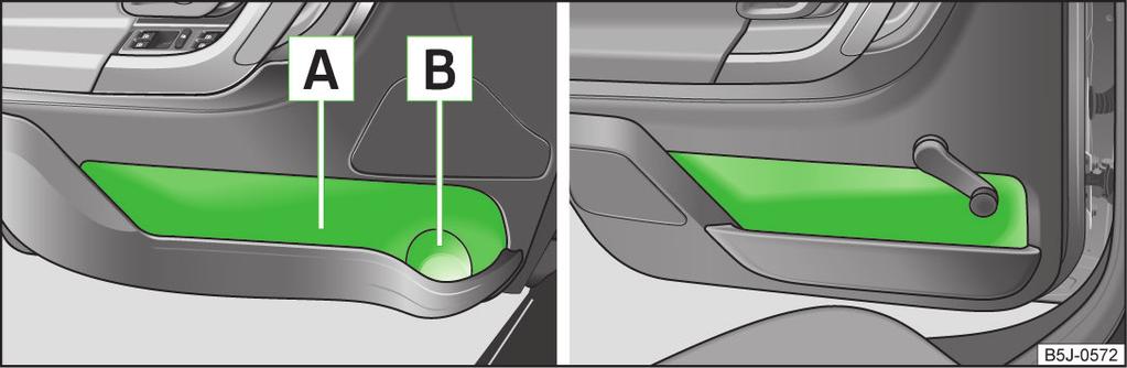 fig. 71. Nelle sedi sagomate trovano posto due portalattine. Non collocare mai bibite calde nel portalattine. Durante la marcia il liquido caldo potrebbe fuoriuscire - pericolo di ustioni!