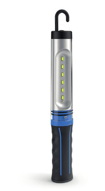 27 ILLUMINAZIONE A LED 150 Torcia cordless LED Professionale 330 lm Resistenza agli impatti IK07, IP54, con lm gancio ruotabile a 360.