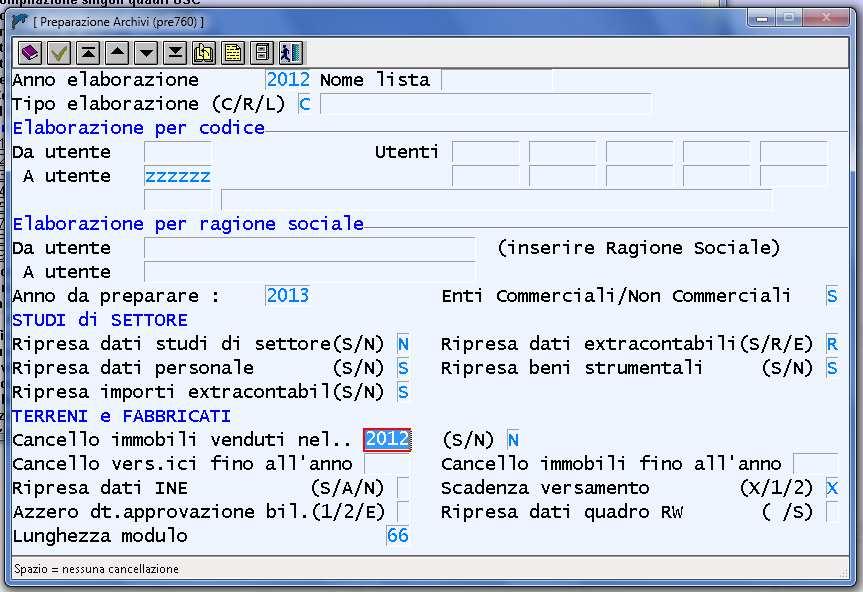 FASI DA ESEGUIRE DOPO L'AGGIORNAMENTO PREPARAZIONE DI UNICO SOCIETÀ DI CAPITALI In REDDITI 3. Modello Unico Società di Capitali D. Preparazione archivi nuovo anno 1.