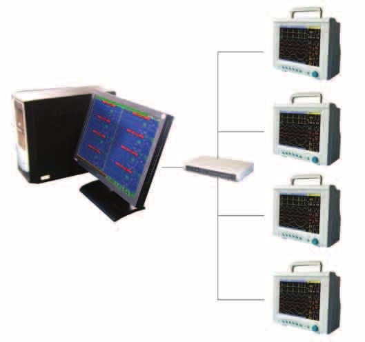 Centrale di monitoraggio CMS-9000 Centrale di monitoraggio per la visualizzazione dei dati ricevuti dai monitor CMS-6000 e CMS-8000 collegati in rete.