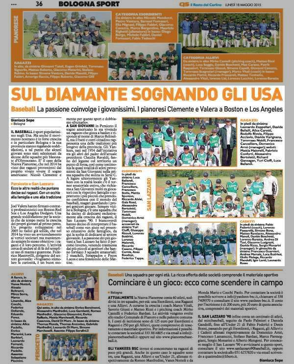 Pagina 36 SUL DIAMANTE SOGNANDO GLI USA Baseball La passione coinvolge i giovanissimi. I pianoresi Clemente e Valera a Boston e Los Angeles.