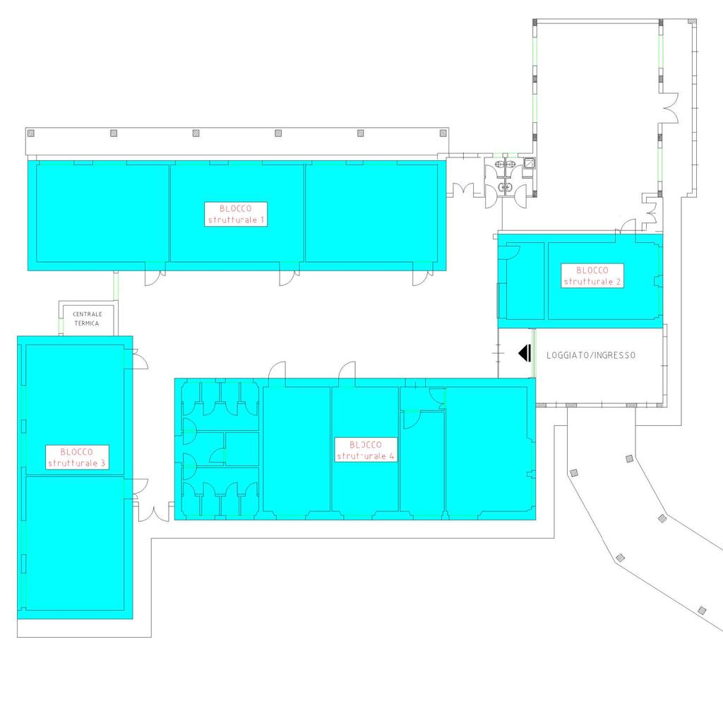 fig. 1 individuazione dei blocchi strutturali L analisi storico-critica del fabbricato, necessaria alla definizione degli elementi strutturali e la loro interazione è stata, supportata dall utilizzo