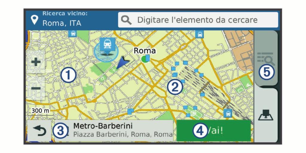 È possibile scorrere verso il basso per visualizzare altri risultati. À Selezionare una posizione per visualizzare il menu delle opzioni.