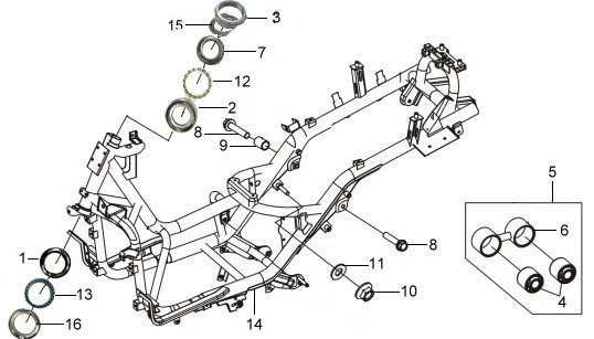 F17 FRAME BODY LM30W-6(JOYMAX 300 EFI) 17 1 50305-VA3-000 STRG.BOTTOM BALL RACE 1 2 50301-HMA-000 STRG. UP.