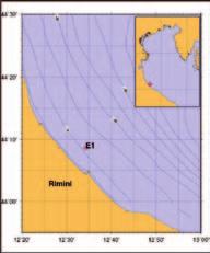 La BOA-S1, collocata nel punto di coordinate 44 44.55 N, 12 27.43 E (WGS84) poche miglia a sudest della foce del Po di Goro nel Delta del Po e ancorata ad una profondità di 22.