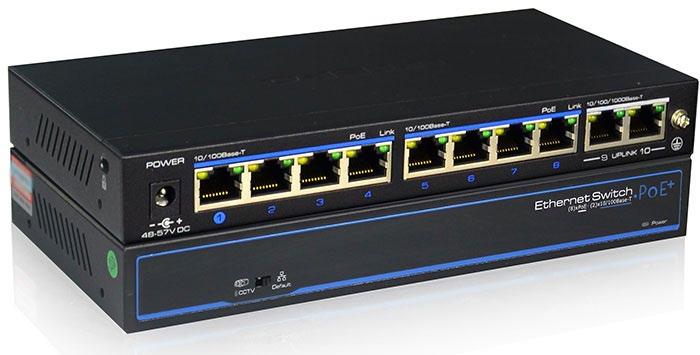 SWM04P2 Switch 4+2 porte 10/100Mbps 4 porte downlink PoE 2 porte uplink Fino a 60W potenza totale Studiato per l utilizzo con telecamere IP Modalità di funzionamento network o tvcc selezionabile